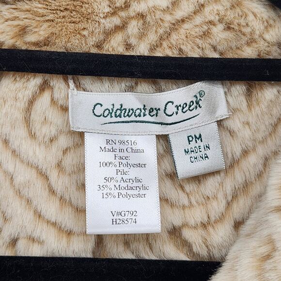 Coldwater Creek Petite Reversible Faux Suede Faux Fur Zip up Jacket Women's PM - Picture 3 of 12